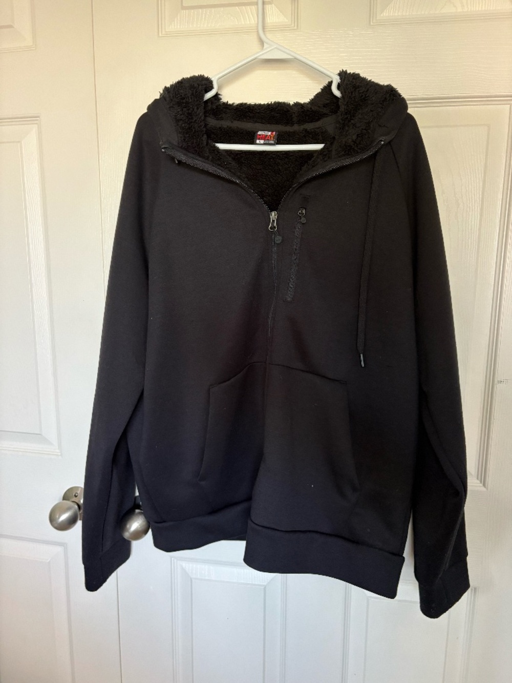 Weatherproof Vintage HEAT Men's Sherpa Lined Full Zip Hoodie Jacket Black Large